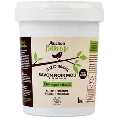 Auchan Better Life Savon noir mou à l'huile de lin, 1kg