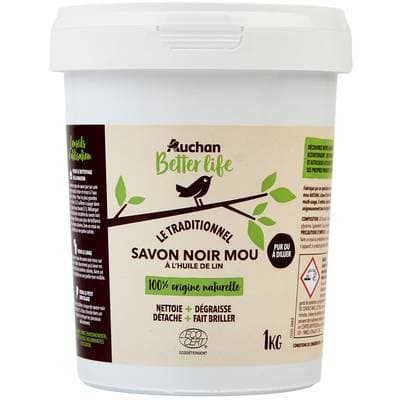 Auchan Better Life Savon noir mou à l'huile de lin, 1kg