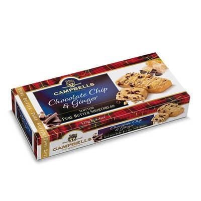 Campbell's Shortbread Chocolate Chips and ginger - Sablés pur beurre Chocolat et gingembre, 125g