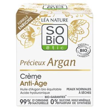 SO'BIO ETIC Crème Anti-Âge jour, Précieux Argan, 50ml