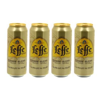 Leffe Bière blonde d'Abbaye 6.2°, Lot de 4x50cl