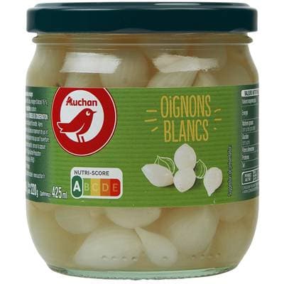 Auchan Oignons blancs en bocal, 220g