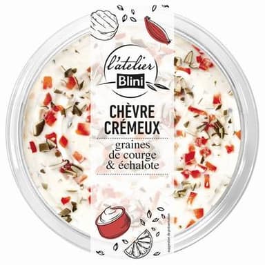 Atelier Blini Tartinable Chèvre Crémeux, Graines de Courges & Poivrons Rouges, 140g