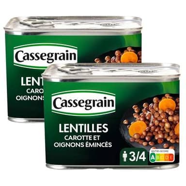 Cassegrain Lentilles préparées tendres et fondantes, Lot de 2x460g