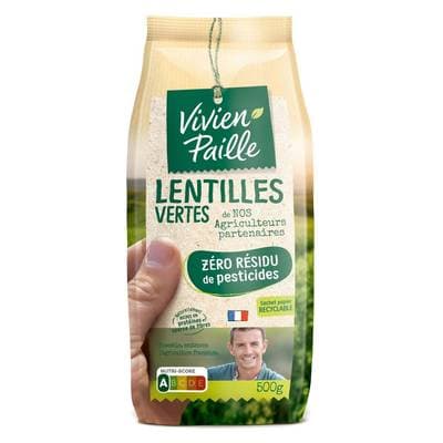 Vivien Paille Lentilles Vertes Zéro Résidus de Pesticides, 500g