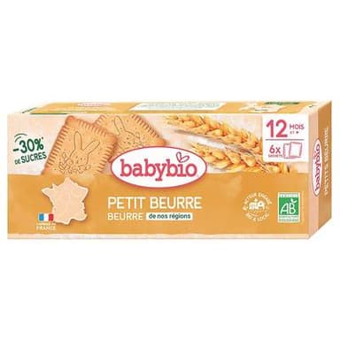 Babybio Biscuits petits beurre réduit en sucres bio bébé dès 12 mois, 120g