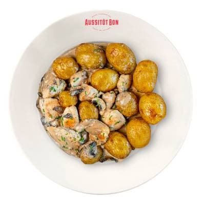 Aussitôt Bon Poulet à la Crème d'Isigny, champignons, Pommes Grenailles Rôties, 380g