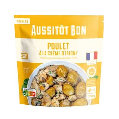 Aussitôt Bon Poulet à la Crème d'Isigny, champignons, Pommes Grenailles Rôties, 380g