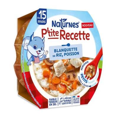 Naturnes® - P'tite Recette Blanquette riz poisson Assiette Bébé dès 15 mois, 250g