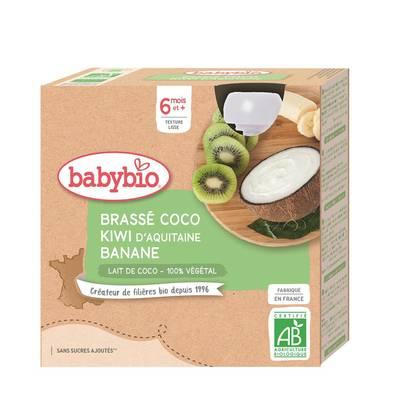 Babybio - Brassé Végétal Lait de Coco, Kiwi, Banane Bio Gourde Bébé Dès 6 mois