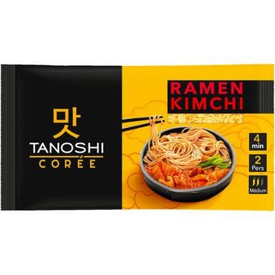 Tanoshi - Corée Ramen Nouilles Coréennes Précuites avec Morceaux de Kimchi, 360g