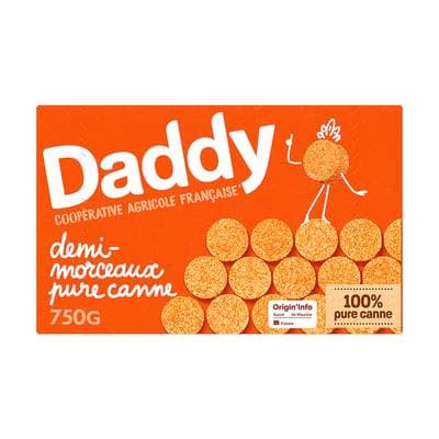 Daddy Sucre de canne en demi-morceaux ronds, 750g