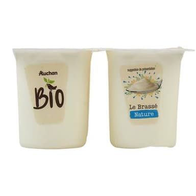 Auchan BIO Yaourt au lait entier brassé nature bio, 4x125g