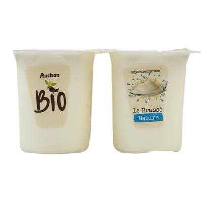 Auchan BIO Yaourt au lait entier brassé nature bio, 4x125g