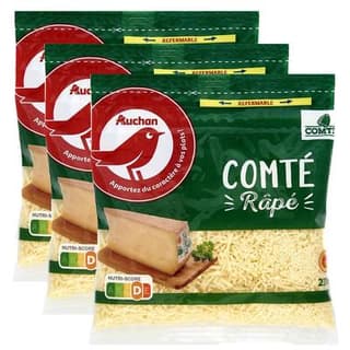 Auchan Comté râpé AOP, Lot de 3x230g