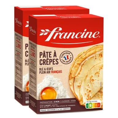 Francine Farine pour Pâte à Crêpes, Lot de 2x380g