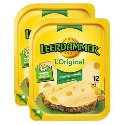 Leerdammer Fromage en tranches, Lot de 2x12 tranches