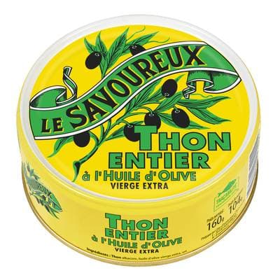 Le Savoureux Thon Entier à l'Huile d'Olive Vierge Extra, 160g
