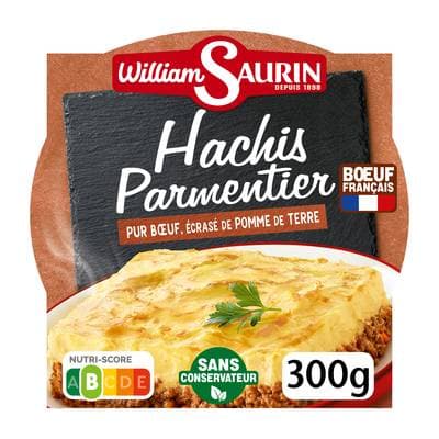 William Saurin Hachis Parmentier Pur Boeuf Ecrasé de Pommes de Terre en barquette individuelle micro-ondable, 300g