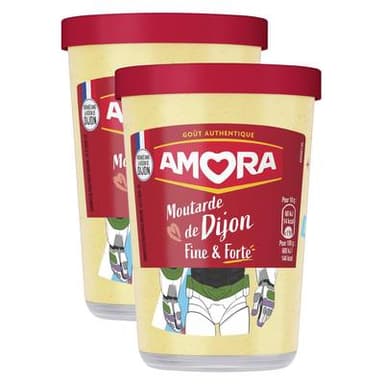 Amora Moutarde de Dijon Fine et Forte, Lot de 2x185g