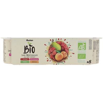 Auchan BIO Yaourt aux fruits avec morceaux bio, 8x125g