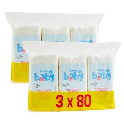 COSMIA BABY Maxi carrés 100% coton sensitive, Lot de 2x240 cotons