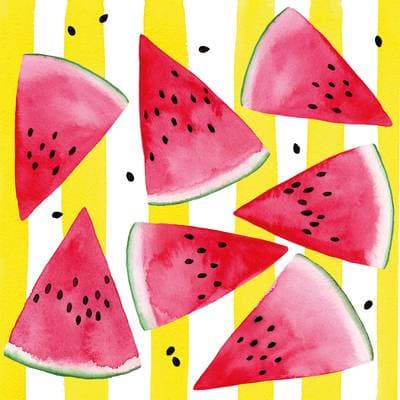 Paperproducts Design Serviette en papier Pastèque & Stripe Jaune, 20 serviettes de 33 x 33 cm
