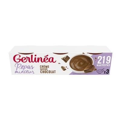 Gerlinéa 3 Coupelles crème saveur chocolat -37% de sucres en moins, 3x200g