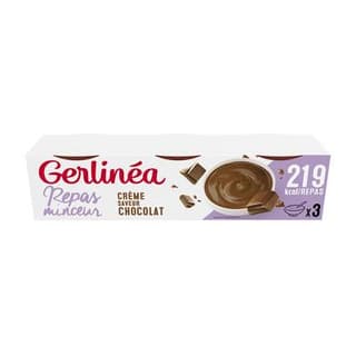 Gerlinéa 3 Coupelles crème saveur chocolat -37% de sucres en moins, 3x200g