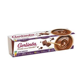 Gerlinéa 3 Coupelles crème saveur chocolat -37% de sucres en moins, 3x200g
