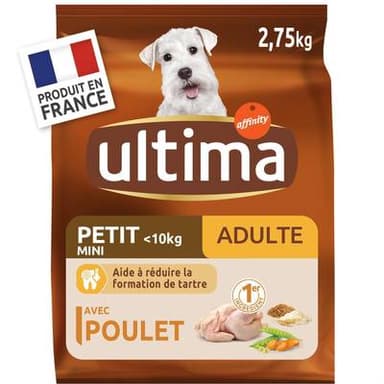 Affinity - Ultima Croquettes Poulet Aide à réduire la formation de tartre pour petit chien adulte, 2,75kg