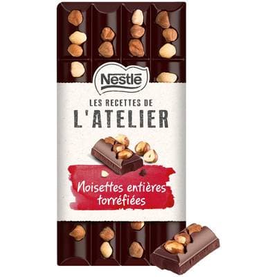 Nestlé Les Recettes de l'Atelier Chocolat noir noisettes entières torréfiées, 170g
