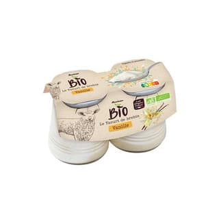 Auchan BIO Yaourt arômatisé à la vanille au lait de brebis bio, 2x125g
