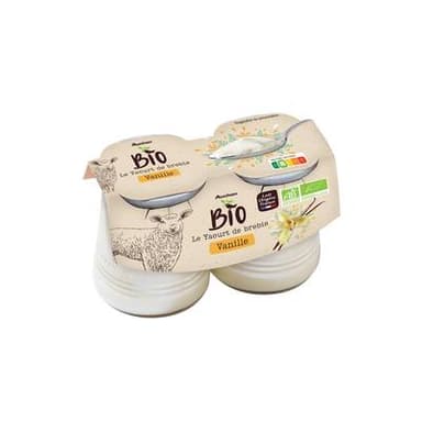 Auchan BIO Yaourt arômatisé à la vanille au lait de brebis bio, 2x125g