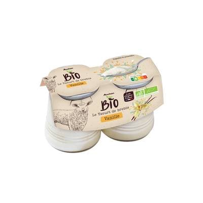 Auchan BIO Yaourt arômatisé à la vanille au lait de brebis bio, 2x125g