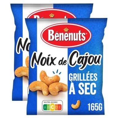 Benenuts Noix de cajou grillées à sec, Lot de 2x165g