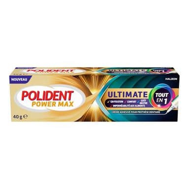Polident Crème fixative pour prothèse dentaire Power Max Ultimate, 40g
