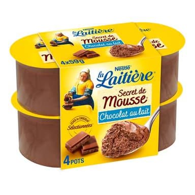 La laitière Secret de mousse chocolat au lait, 4x59g