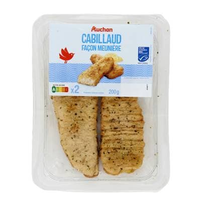 Auchan Cabillaud MSC Panés façon Meunière, 2 pièces - 200g