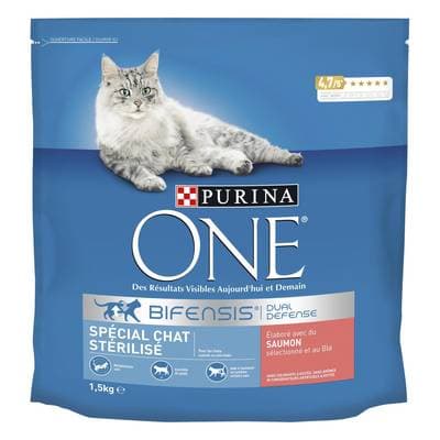 Purina - One Croquettes Saumon pour chat adulte stérilisé, 1,5kg