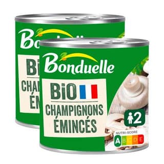 Bonduelle Champignons de Paris émincés Bio en conserve, Lot de 2x230g