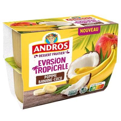 Andros Evasion Tropicale Pomme Banane Coco, 4x97g