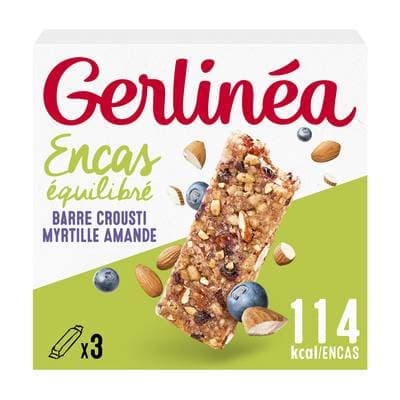 Gerlinéa 3 Barres en-cas céréales Crousti myrtilles amandes, 3x31g