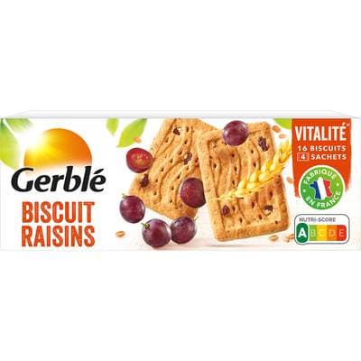 Gerblé Vitalité 16 Biscuits Raisins -43% de sucres en moins, 270g