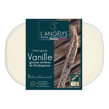 L'Angelys Crème glacée artisanale Vanille gousses entières de Madagascar, 450g