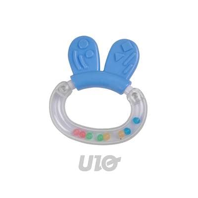 BEBE DOUCEUR Anneau de Dentition Hochet Lapin 7cm Bleu, 1 pièce