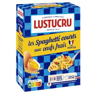 Lustucru Pâtes Spaghetti Courts aux Oeufs Frais, 500g