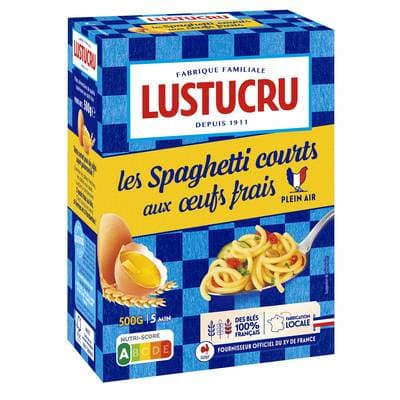 Lustucru Pâtes Spaghetti Courts aux Oeufs Frais, 500g