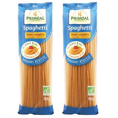 Priméal Spaghetti 1/2 complet, bio, Lot de 2x500g