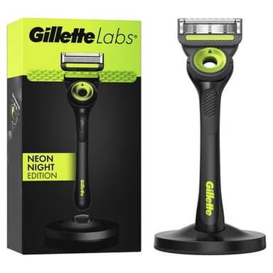 Gillette Labs Rasoir Labs Neon Night Edition Avec Barre Exfoliante et Socle, 1 rasoir  et une lame